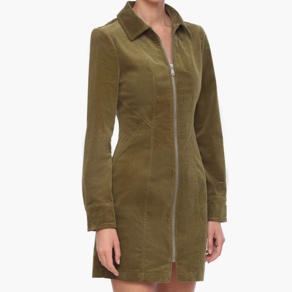 7 For All Mankind NWT Avec Les Filles Zip Up Long Sleeve Corduroy Shirtdress - Picture 3 of 14